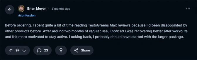 TestoGreens Max Reddit Reviews