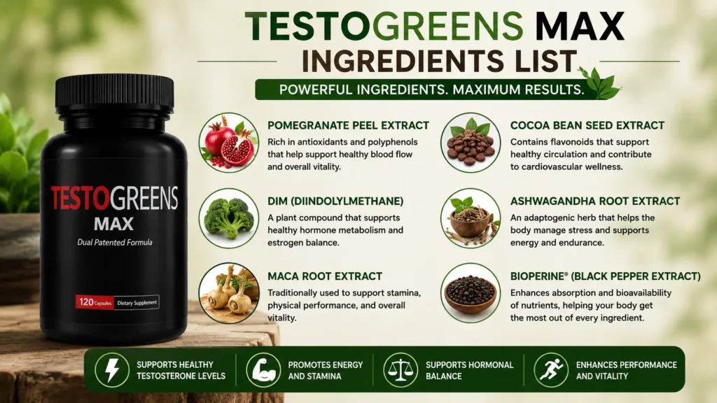 TestoGreens Max Ingredients List