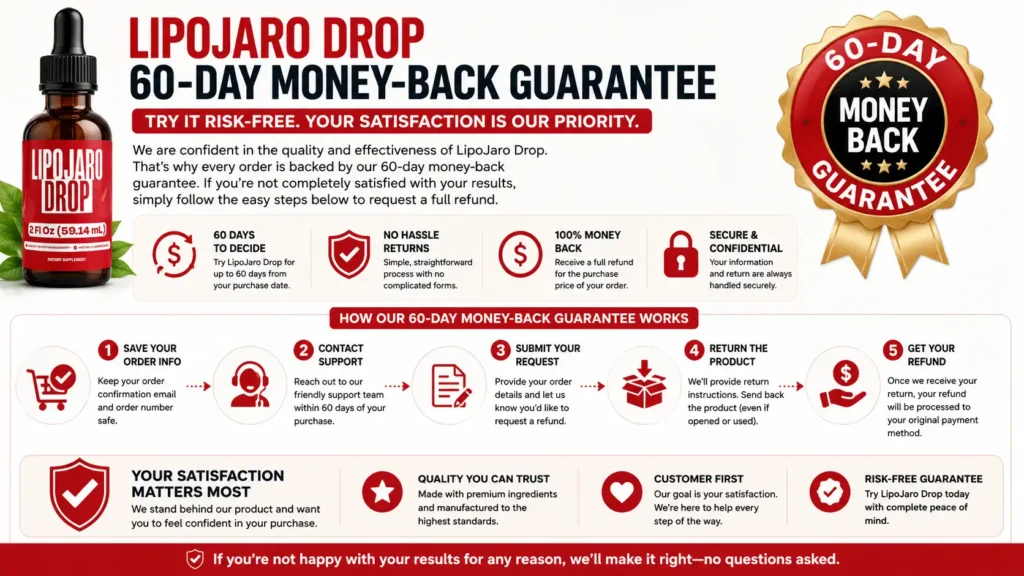 LipoJaro Drop Money Back Guarantee