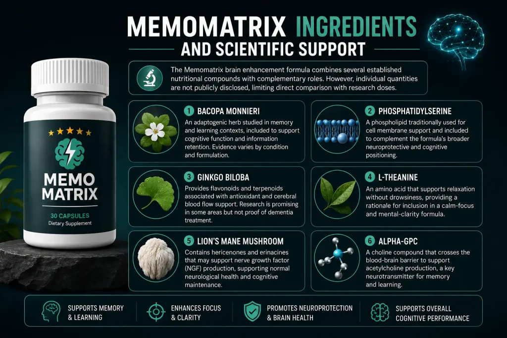 Memomatrix Ingredients and Scientific Support