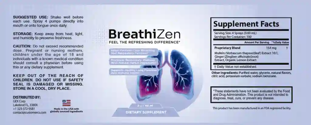 BreathiZen Ingredients List