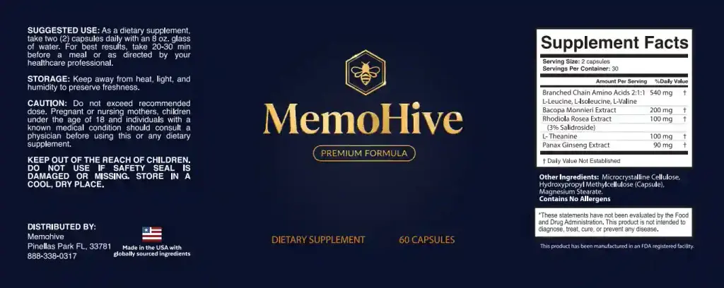 MemoHive Ingredients List